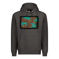 Smoke western leopard turquoise glitter tooled leather Premium Hoodie - FaDigitalArtStudio