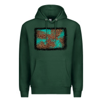 Sports Green western leopard turquoise glitter tooled leather Premium Hoodie - FaDigitalArtStudio