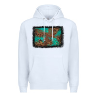 White western leopard turquoise glitter tooled leather Premium Hoodie - FaDigitalArtStudio