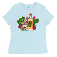 Baby Blue mexican tequila gnomes guitar roses cactus serape Ladies Tee - Artiststas