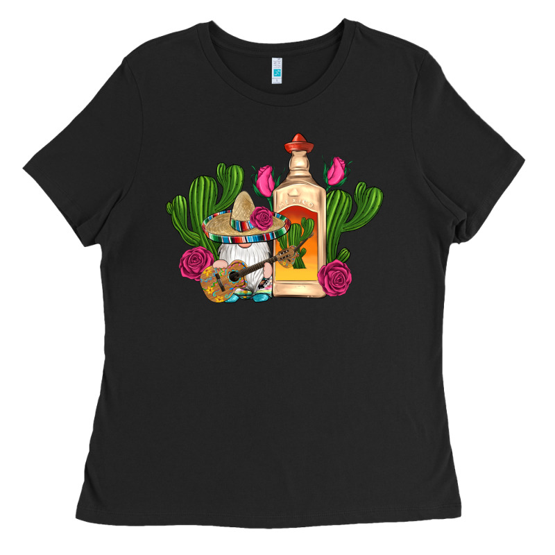 Mexican Tequila Gnomes Guitar Roses Cactus Serape Ladies Tee by Artiststas | Teevron