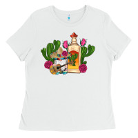 White mexican tequila gnomes guitar roses cactus serape Ladies Tee - Artiststas