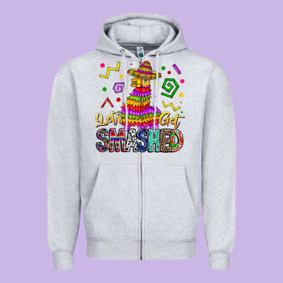 Let's Get Smashed Zipper Hoodie Designed By Cowhidedigitalart
