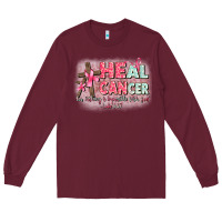 Burgundy heal cancer luke 1 37 Long Sleeve Tee - CowGirlArtShop