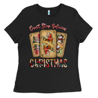 Black dont stop believin christmas Ladies Tee - SublimationCraftShop