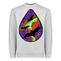 Heather Grey halloween bat  teardrop Heavyweight Sweatshirt - BundleAndBundleShop