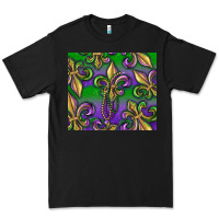 Black Mardi Gras Fleur De Lis Premium Tee - RanaPortraitStore