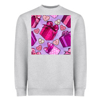 Heather Grey valentines day gift box and cookie seamless pattern Heavyweight Sweatshirt - BundleAndBundleShop