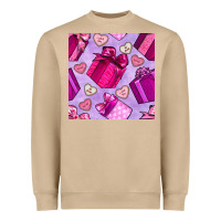 Mushroom valentines day gift box and cookie seamless pattern Heavyweight Sweatshirt - BundleAndBundleShop