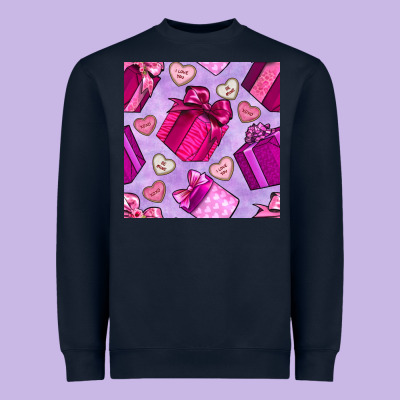 Valentines Day Gift Box And Cookie Seamless Pattern Heavyweight Sweatshirt Designed By Bundleandbundleshop