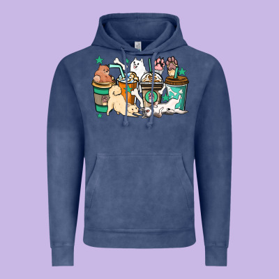 Dog Coffee Cups Vintage Hoodie Designed By Howdyjamesfarm