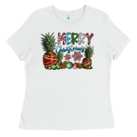 White Merry Christmas Ladies Tee - SublimationCraftShop