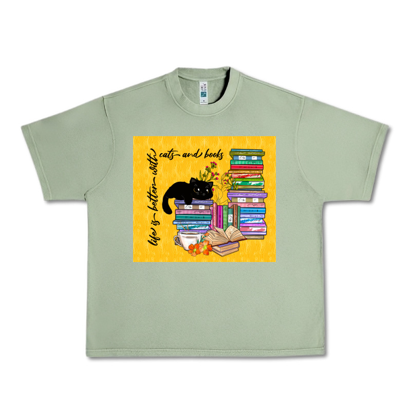 Life Is Better With Cats And Books Urban Heavy Tee by TumblerDesignByShophia | Teevron