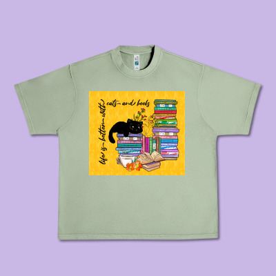 Life Is Better With Cats And Books Urban Heavy Tee Designed By Tumblerdesignbyshophia