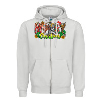 Dove Grey Merry Christmas Zipper Hoodie - CowhideDigitalArt