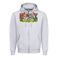 Heather Grey Merry Christmas Zipper Hoodie - CowhideDigitalArt