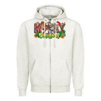 Oatmeal Heather Merry Christmas Zipper Hoodie - CowhideDigitalArt