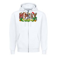 White Merry Christmas Zipper Hoodie - CowhideDigitalArt