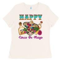 Bone Happy Cinco De Mayo Mexican Skull Tequila Bottle Roses Cactus Ladies Tee - Artiststas