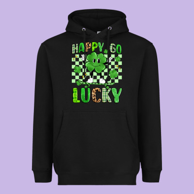 Happy Go Lucky Heavyweight Hoodie Designed By Artiststas