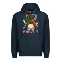 Navy messy bun nurse life Premium Hoodie - RanaPortraitStore