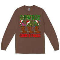 Chestnut cowboy christmas boots cactus Long Sleeve Tee - CowGirlArtShop