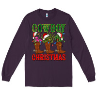 Plum cowboy christmas boots cactus Long Sleeve Tee - CowGirlArtShop