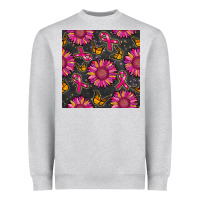 Heather Grey breast cancer sunflower seamless pattern Heavyweight Sweatshirt - BundleAndBundleShop