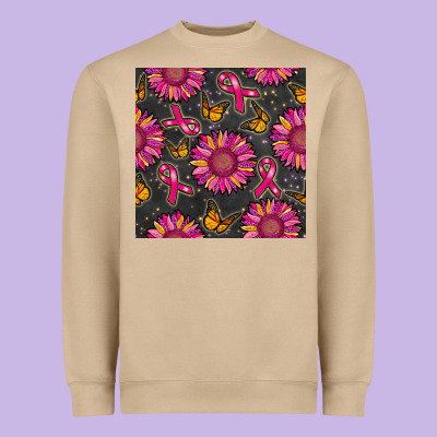 Breast Cancer Sunflower Seamless Pattern Heavyweight Sweatshirt Designed By Bundleandbundleshop