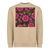 Mushroom breast cancer sunflower seamless pattern Heavyweight Sweatshirt - BundleAndBundleShop