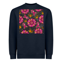 Navy breast cancer sunflower seamless pattern Heavyweight Sweatshirt - BundleAndBundleShop