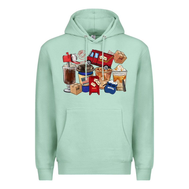 Postal Worker Coffee Cups Premium Hoodie by FaDigitalArtStudio | Teevron