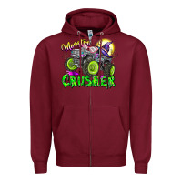 Burgundy Monster Crusher Zipper Hoodie - CowhideDigitalArt