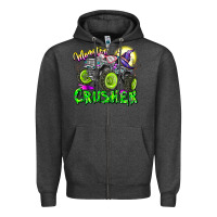 Charcoal Heather Monster Crusher Zipper Hoodie - CowhideDigitalArt