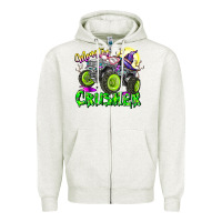 Oatmeal Heather Monster Crusher Zipper Hoodie - CowhideDigitalArt