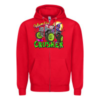 Red Monster Crusher Zipper Hoodie - CowhideDigitalArt