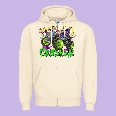 Monster Crusher Zipper Hoodie Designed By Cowhidedigitalart