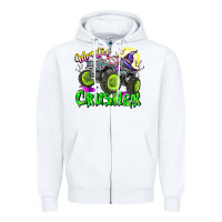 White Monster Crusher Zipper Hoodie - CowhideDigitalArt