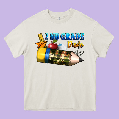 2 Nd Grade Dude Heavy Core Tee Designed By Bundleandbundleshop