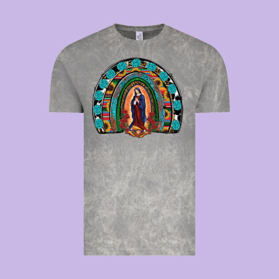 Lady Of Guadalupe Rainbow Vintage Tee Designed By Ranaportraitstore