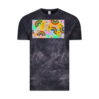 Cloud Black smile faces and rainbow and daisys Vintage Tee - TumblerDesignByShophia
