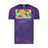 Cloud Purple smile faces and rainbow and daisys Vintage Tee - TumblerDesignByShophia