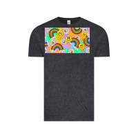 Vintage Black smile faces and rainbow and daisys Vintage Tee - TumblerDesignByShophia