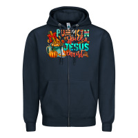 Navy Pumpkin pie Jesus Christ Zipper Hoodie - CowhideDigitalArt