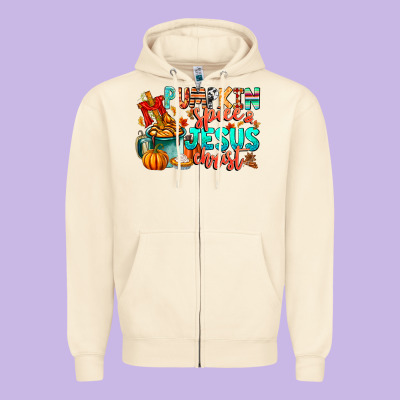 Pumpkin Pie Jesus Christ Zipper Hoodie Designed By Cowhidedigitalart