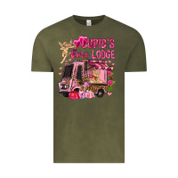 Vintage Olive Cupid's love lodge with truck Valentine's Day Vintage Tee - HowdyJamesFarm