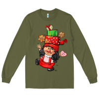 Army Green cute christmas girl gnome Long Sleeve Tee - CowGirlArtShop