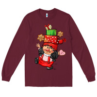 Burgundy cute christmas girl gnome Long Sleeve Tee - CowGirlArtShop