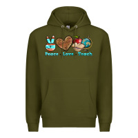 Army Green peace love teach Premium Hoodie - BundleAndBundleShop