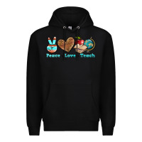 Black peace love teach Premium Hoodie - BundleAndBundleShop
